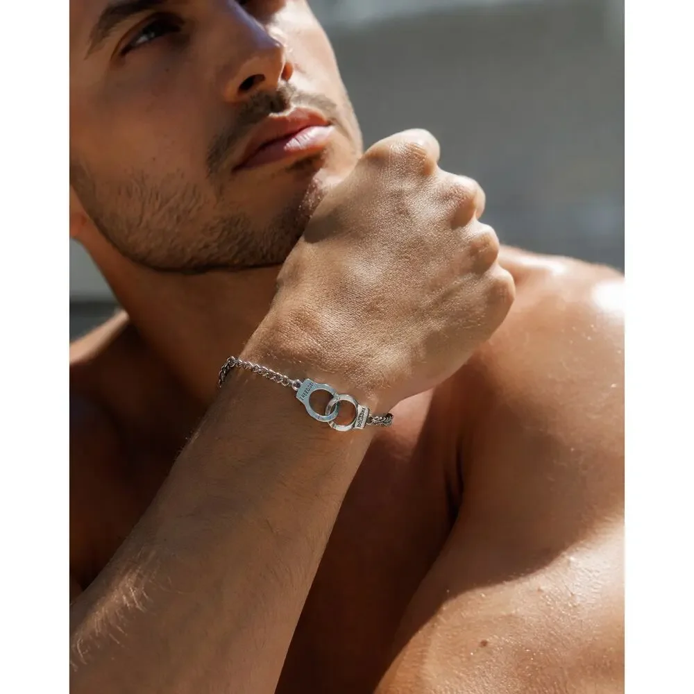Andrew Christian Freedom Handcuff Bracelet Silver — One Size